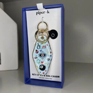 Piper K Lucky Symbols Motel Key Keychain & Bag Charm w/ 8 Ball (NIB)